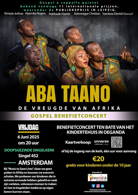 ABA TAANO, De Vreugde van Afrika. A Cappella Gospel Benefietconcert