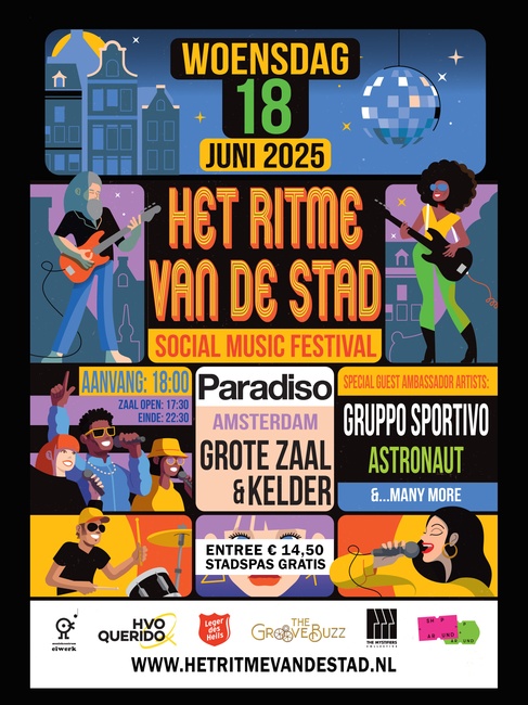 Hét Ritme van de Stad Festival keert terug naar Paradiso op woensdag 18 juni 2025!