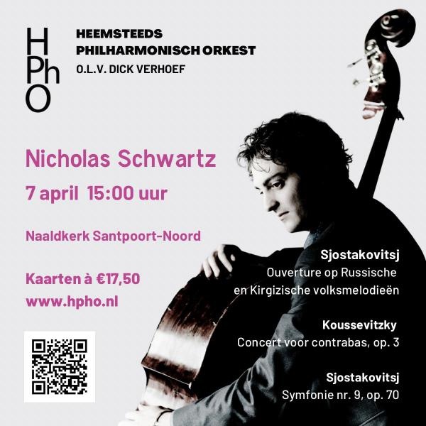 Contrabasconcert door Heemsteeds Philharmonisch Orkest en Nicholas Schwartz