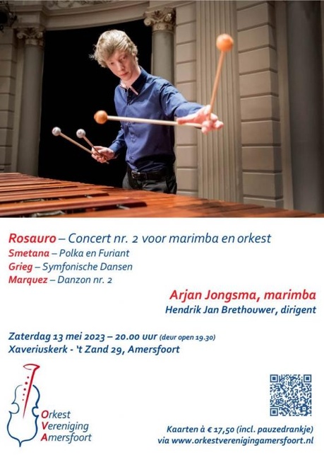 Arjan Jongsma solist in voorjaarsconcert van Orkestvereniging Amersfoort op 13 mei 2023