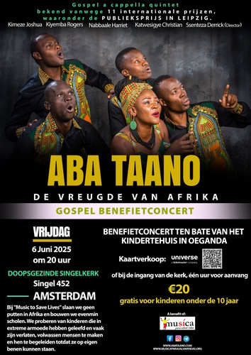 ABA TAANO, De Vreugde van Afrika. A Cappella Gospel Benefietconcert