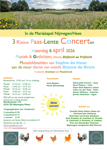 Drie kleine Paas-Lente Concerten met gedichten, kunst en theaterdans
