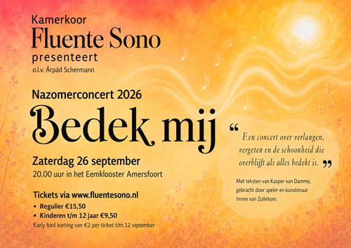 Nazomerconcert kamerkoor Fluente Sono in het Eemklooster o.l.v. Árpád Schermann