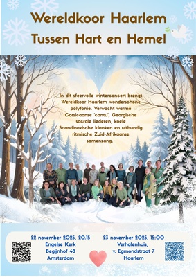 Wereldkoor Haarlem zingt winterliederen programma 'Tussen Hart en Hemel'