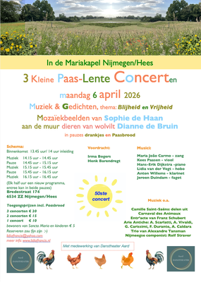 Drie kleine Paas-Lente Concerten met gedichten, kunst en theaterdans
