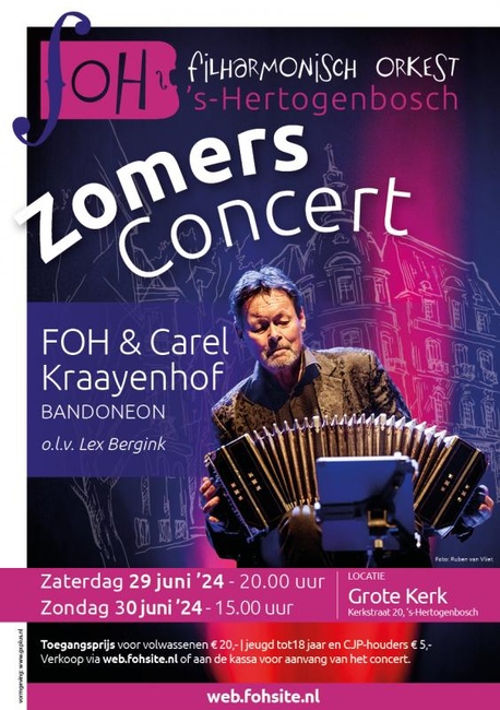 Zomers concert van Filharmonisch Orkest 's-Hertogenbosch met Carel Kraayenhof, Bandoneon