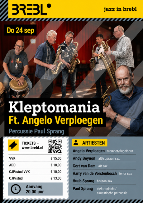 Concert Kleptomania sax4tet ft. Angelo Verploegen