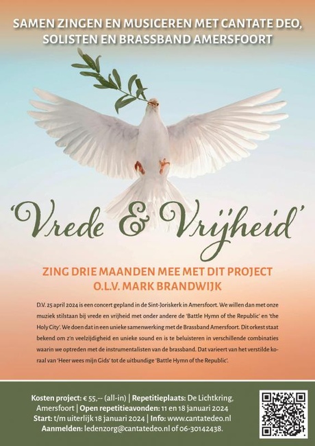 Zing drie maanden mee met project 'Vrede & Vrijheid' o.l.v. Mark Brandwijk