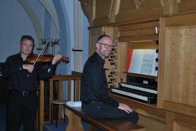 Henk Verhoef (organist) en Franc Polman (viool)