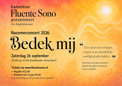Nazomerconcert kamerkoor Fluente Sono in het Eemklooster o.l.v. Árpád Schermann