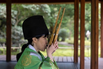 Sho, shakuhachi, cello en piano
